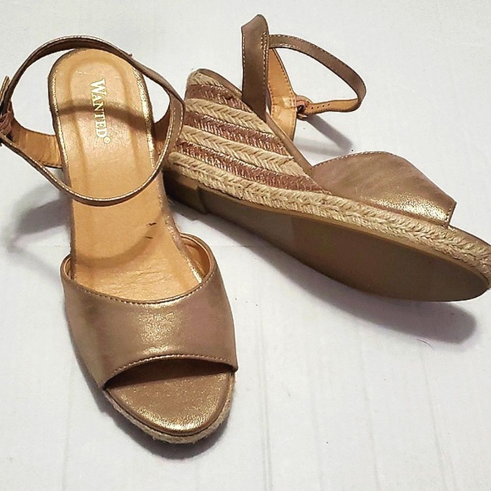 Wanted Boho Y2K Beachy Rose Gold Espadrille Sandals 8.5